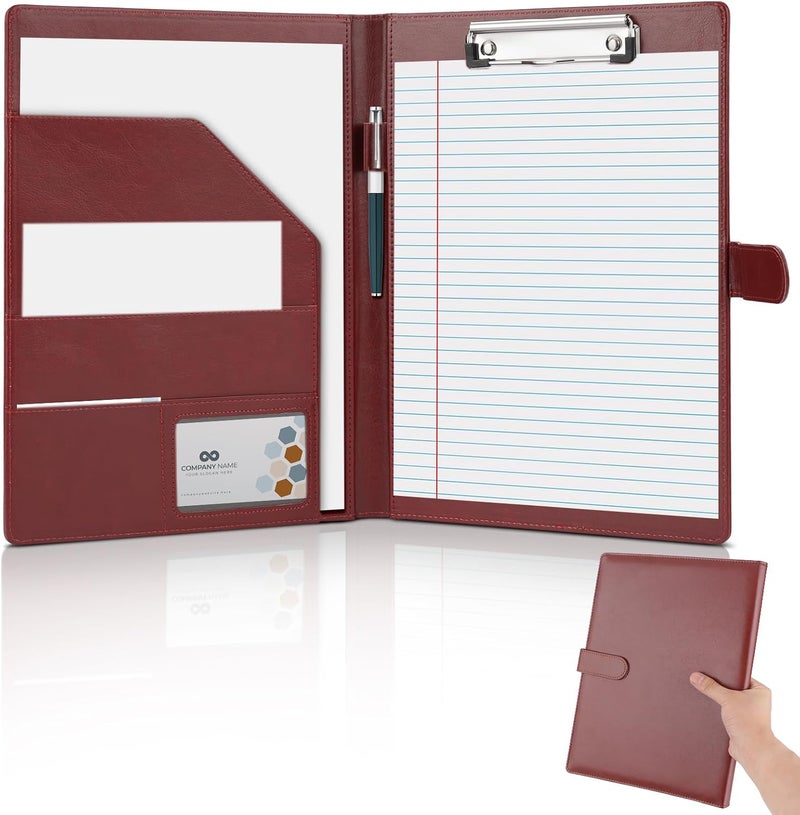 JTTJDB Professional Padfolio, Multi Function Faux Leather Portfolio Binder with Clipboard - Interview Resume Folder, Legal Document, Business Card Holder, for Office, Conference, Interviews (Brown) - Image 1